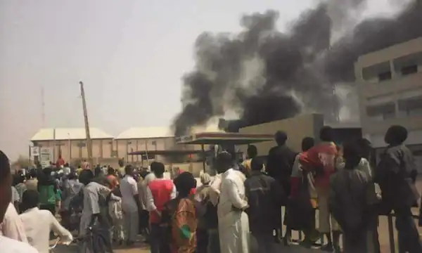 Panic As Heavy Fire Outbreak Rocks Petrol Station In Kano State.